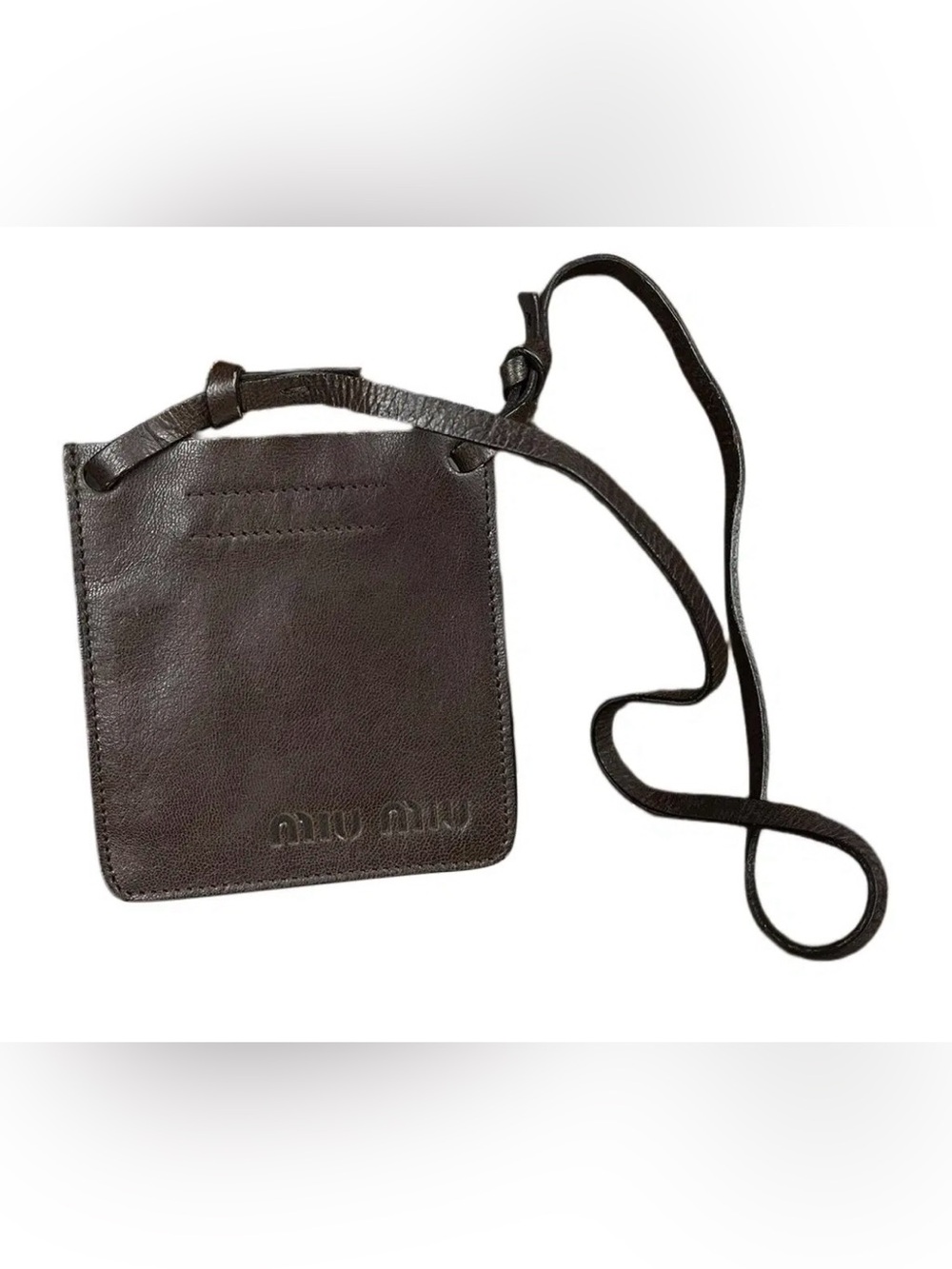 Vintage chocolate brown Miu Miu Brown Leather shoulder or neck Pouch. Never worn